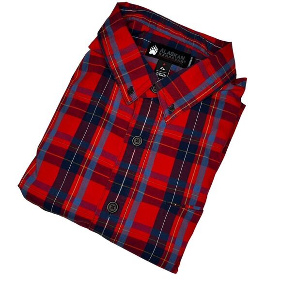 Alaskan Hardgear Duluth Button Up Short Sleeve Shirt Mens XL Red Plaid - Picture 1 of 7